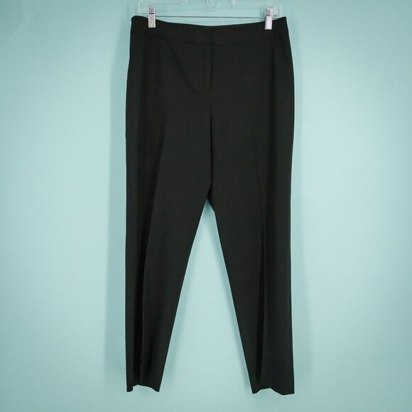 Lafayette 148 Size 6 Black Hook Zip Closure Straight Leg Career Work Wool Pants - Picture 1 of 6